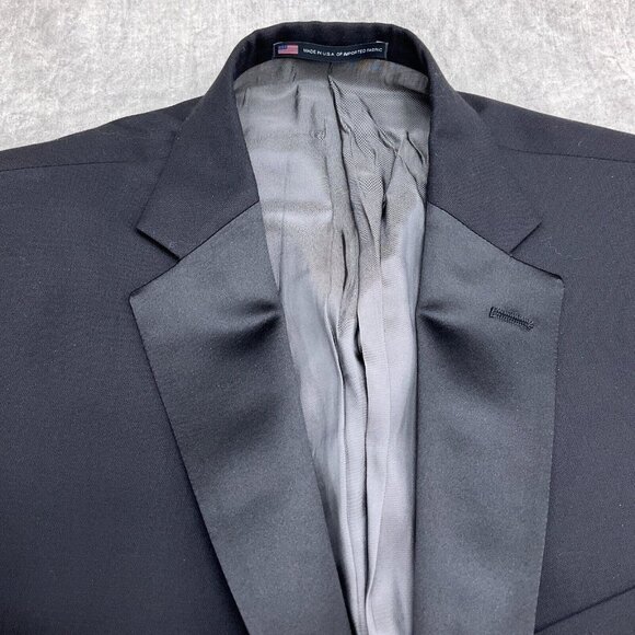 Hart Schaffner Marx Tuxedo Jacket‎ Men 40-42  Black Satin Formal Classic USA VTG - Picture 3 of 12